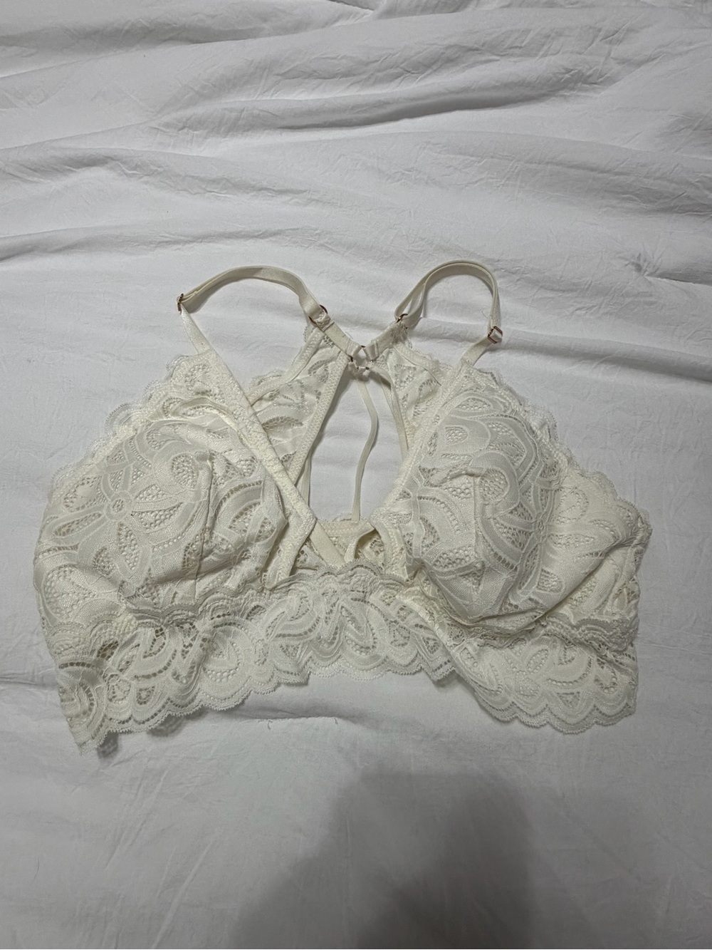 aerie Cream Lace Bralette with Strappy Back